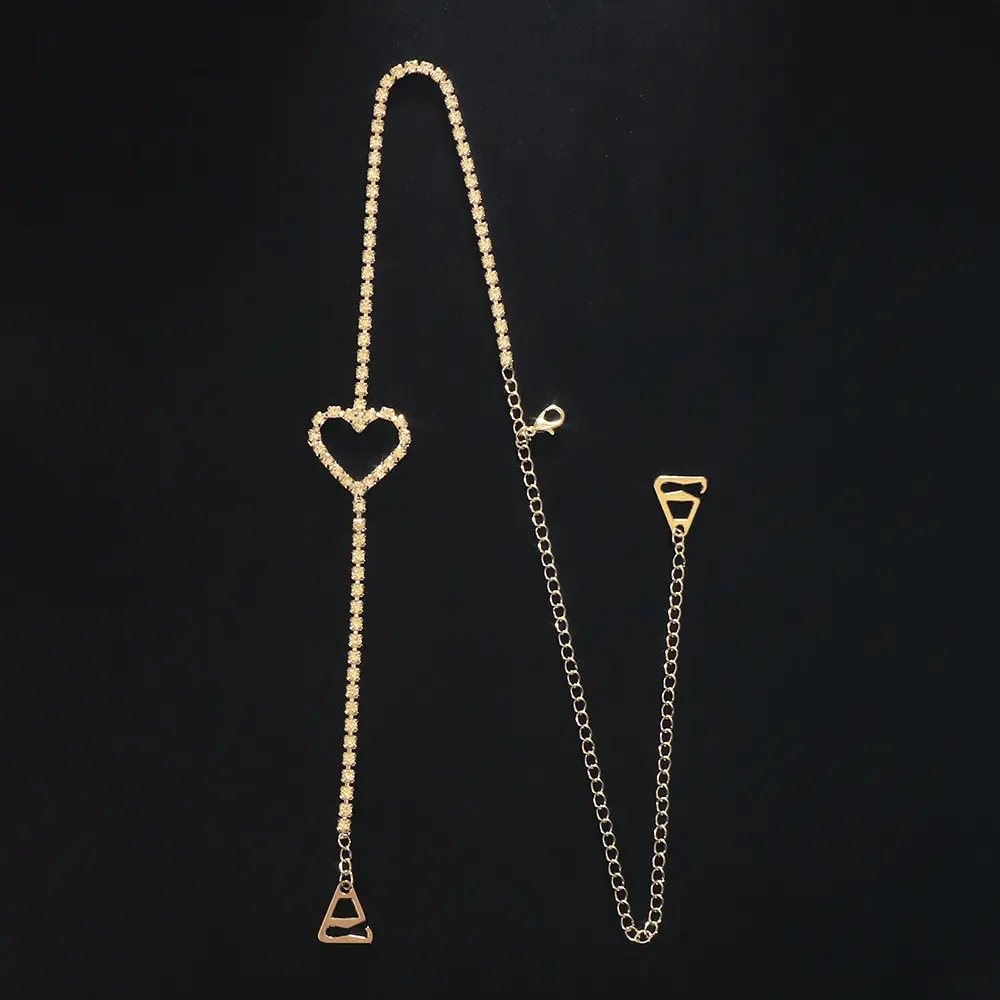 Sexy Heart Shoulder Strap for Bra Jewelry Women Dress Decoration Rhinestone Lingerie Strap Shoulder Chain Accessories Body Chain