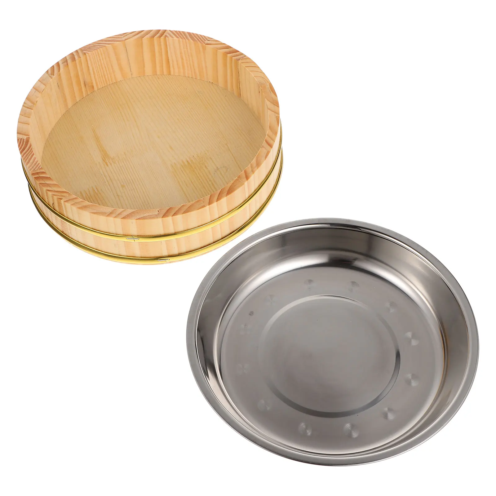

Wooden Barrel Rice Basin Restaurant Sushi Containers High Capacity Japanese Mixing