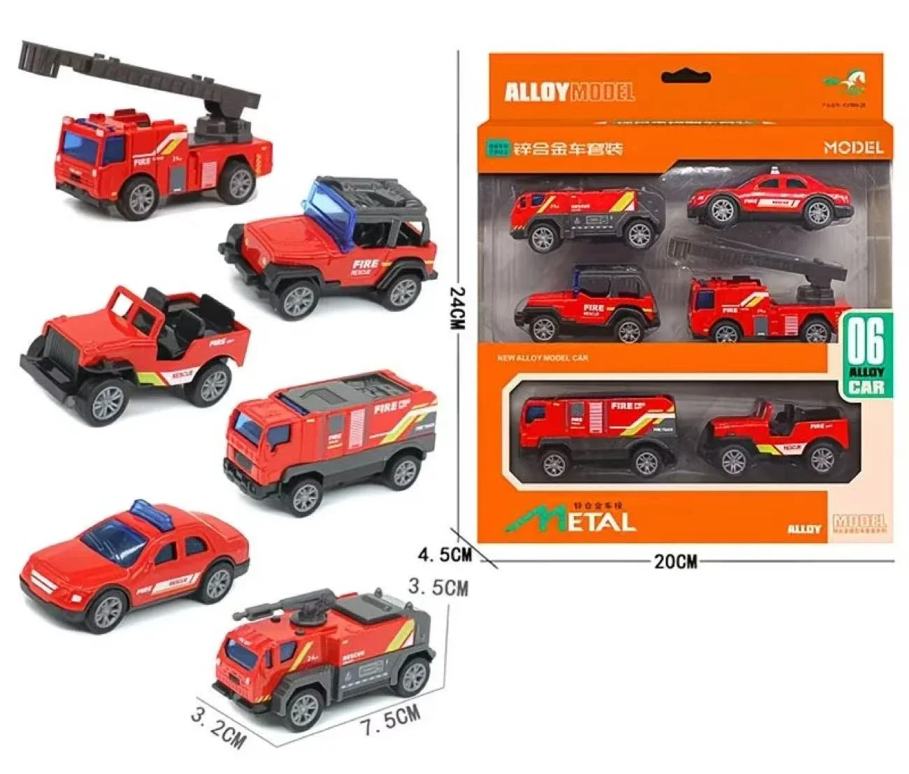 Mobile work shop toy set excavator truck boy toy car combination fire truck set boy birthday gift