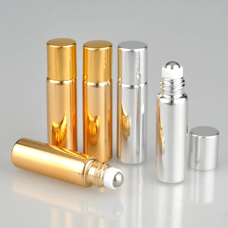 

1PC 5/10ML Metal Roller Refillable Bottle Essential Oils Roll-on Glass Perfume Bottles Cosmetics Container lotion Spray Atomizer