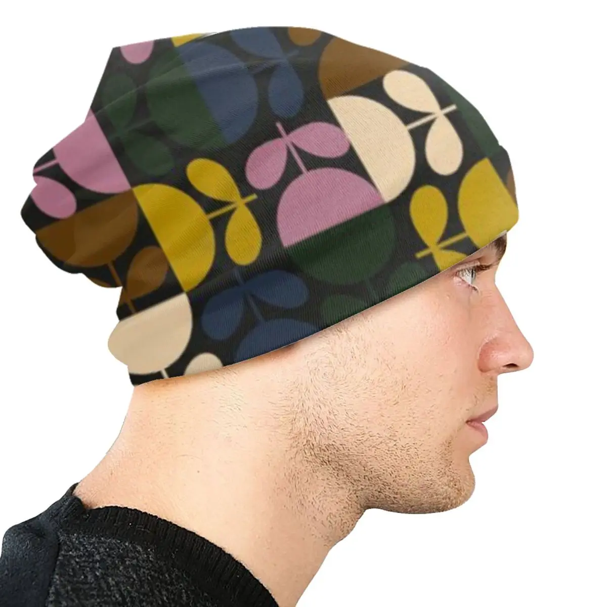 Orla Kiely Multi Stem Skullies Beanies Caps Unisex Outdoor Winter Warm Knit Hat Adult Abstract Scandinavian Floral Bonnet Hats