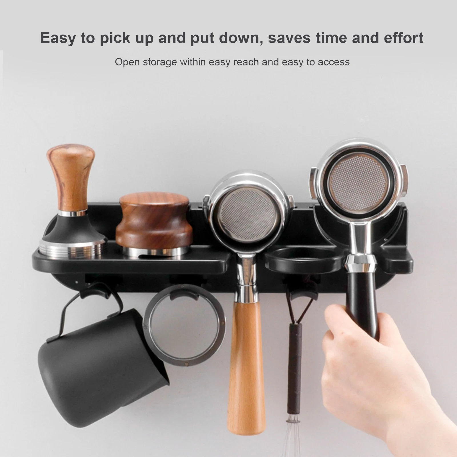 Distribuidor de Café em Pó Organizador de parede, Rack de armazenamento para ferramentas de café, sem necessidade de instalação de perfuração, 51mm, 54mm, 58mm