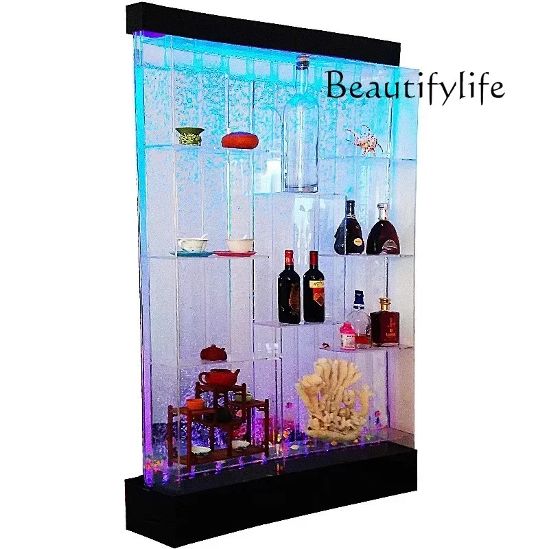 Water curtain wall wine cabinet screen living room decoration entrance partition water wall acrylic bubble wall