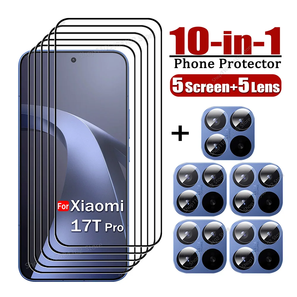 10-IN-1 Schutzfolie aus gehärtetem Glas für Xiaomi 17T 15T 14T 13T 12T 11T 17 Pro Max, Xiaomi 17 Ultra 12 11 Lite Objektiv- und Displayschutzfolie