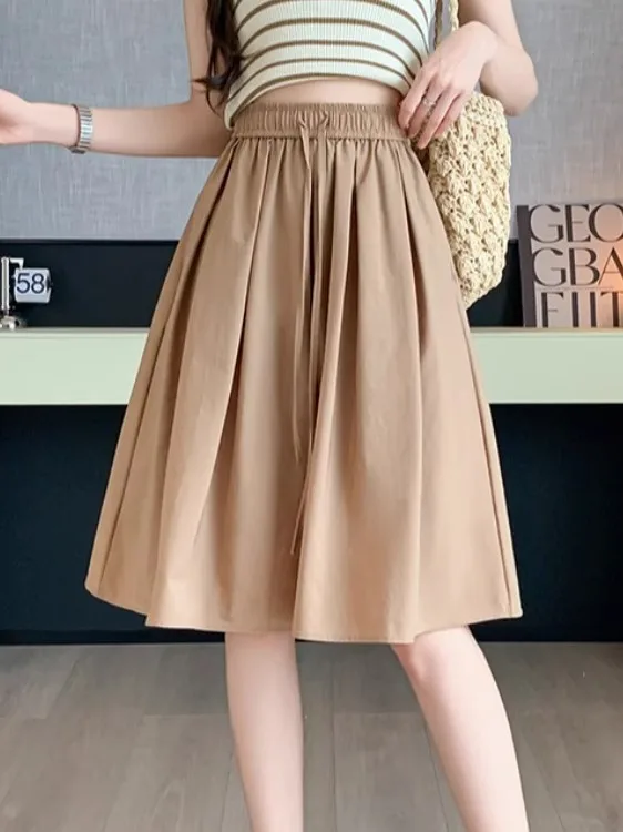 

Женские летние брюки с высокой талией из хлопка и льна, широкие штаны цвета хаки, повседневные брюки из ледяного шелка, шестисекционные брюки, повседневные брюки для женщин