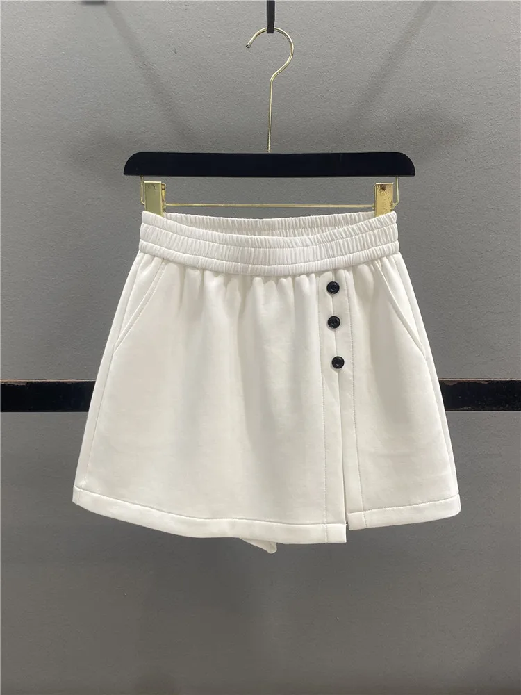 Casual Asymmetrical High Waist A-Line  Skirt with Slits Wide Leg Short Pants for Women Summer New Style Slimming Skirt