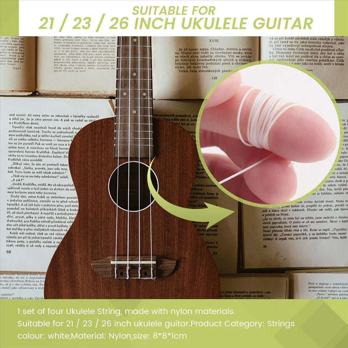 AA356 Superior 4pcs/set White Nylon Ukulele Strings Replacement Part for 21 inch 23 inch 26 inch Stringed Instrument