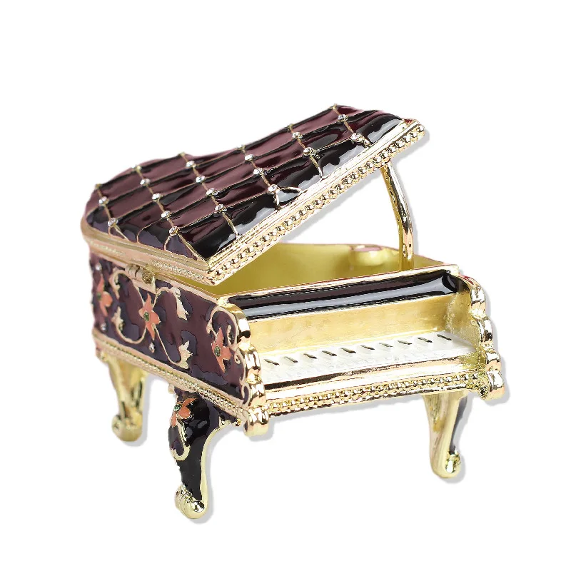 Piano Storage Box Vintage Jewelry Box for Women Jewelry Organizer for Necklaces Ring Ornaments Enamel Jewelry Case