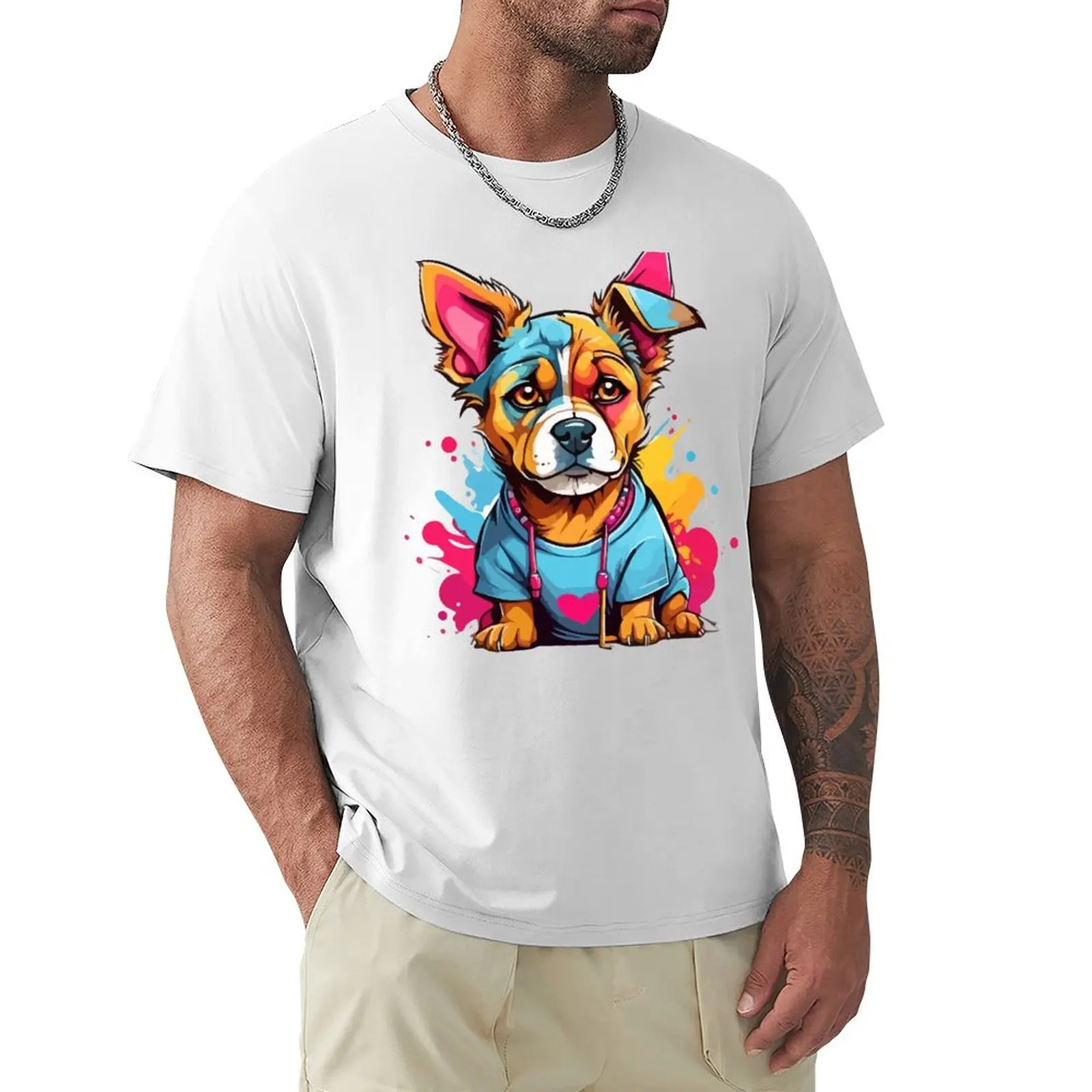 

Rainbow Paws: The Colorful Canine Companion T-shirt for a boy plus sizes oversizeds Men's t-shirts