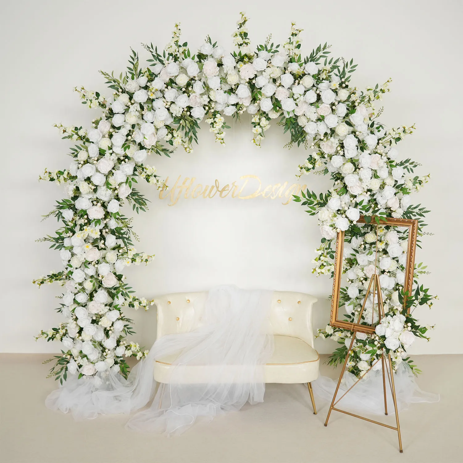 

Uflower Artificial Flower Wedding Background White Rose Wedding Round Arch Decor Floral Arrangement Birthday Wedding Decoration