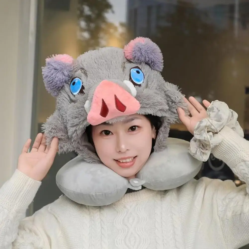 Uroczy płaszcz z kapturem z anime Demon Slayer, pluszowy szal, koc, prezent urodzinowy - inspirowany postacią Hashibira Inosuke.