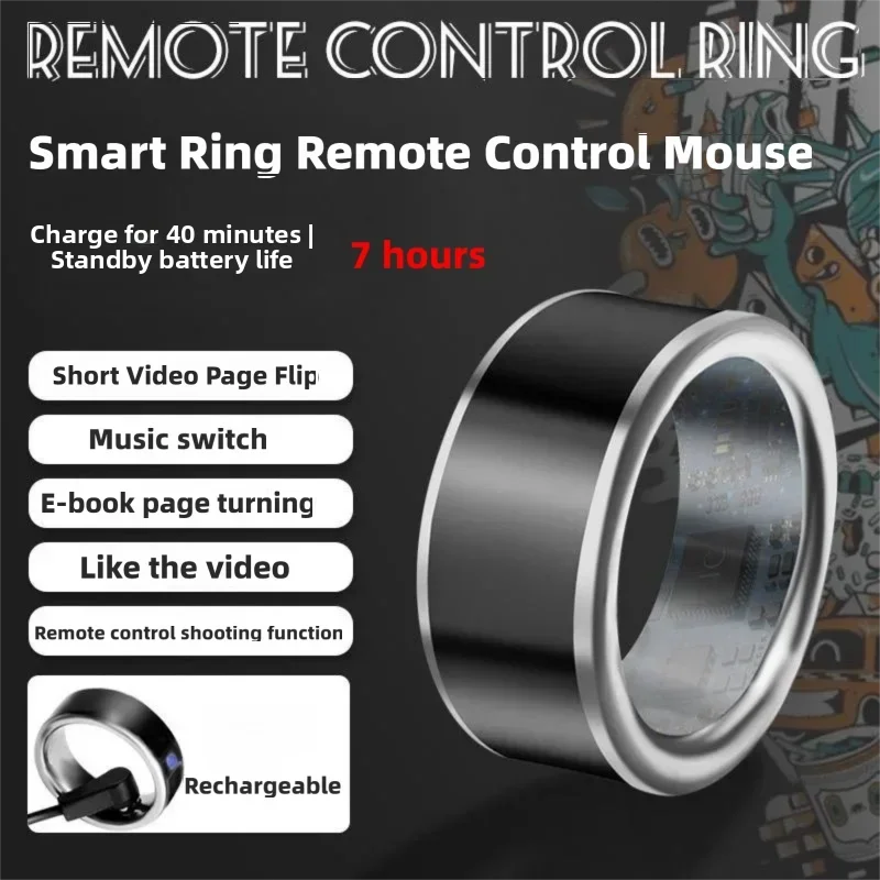 Bluetooth Ring Remote Control Mouse Rechargeable Short Video E-book Page Turner For Smartphone Tablet