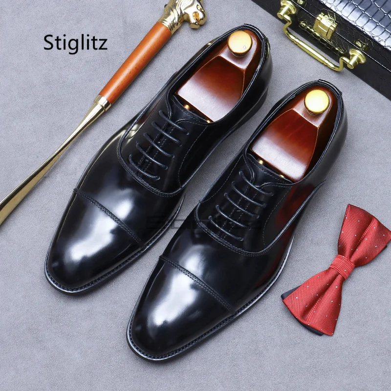 Men's Business Dress Leather Shoes Italian Luxury High Quality Genuine Leather Social Shoes Lace Up Office Formal Oxfords Shoes
