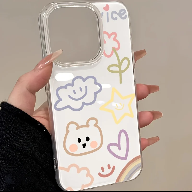 Floral Graffiti Cloud Heart INS Phone Case For Samsung Galaxy S25 S23 Plus S26 S24 Ultra A55 A17 A27 A57 A56 A37 A07 A06 Cover