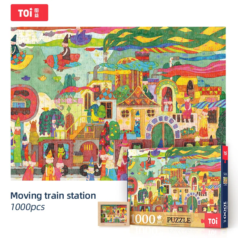 

1000pcs garden station teenager paper puzzle jigsaw friends dinner decompress high difficulty lively leisure and entertainment