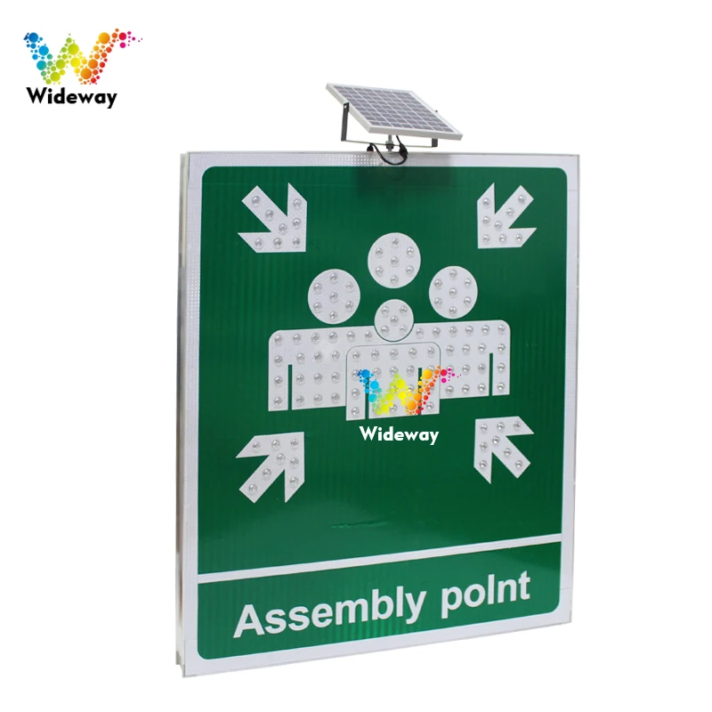 Emergency Evacuation Title Sign Solar LED Reflective Assembly Point Sign