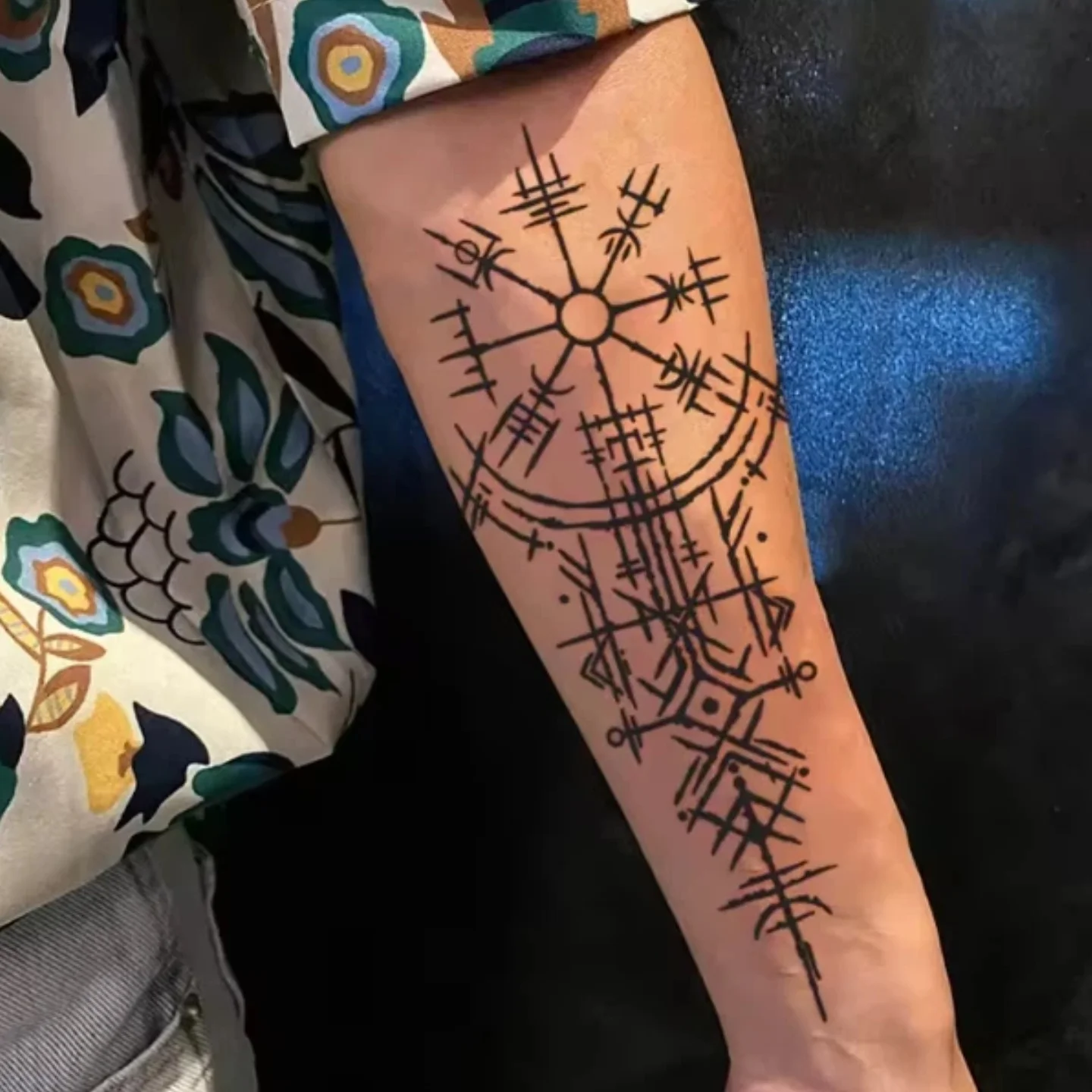 Dark Totem Runes Herbal Tattoo Stickers Half Sleeve Long-lasting up to 12 Days Body Art Decals