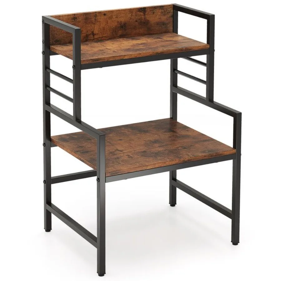 

3Tier Microwave Stand with 2 Open Shelves and Heavyduty Metal Frame