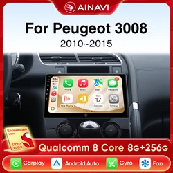 Ainavi Car Radio For Peugeot 3008 2009 2010 2011 2012 2013 2015 Wireless Carplay  Android Auto Car Multimedia Player Stereo 2Din