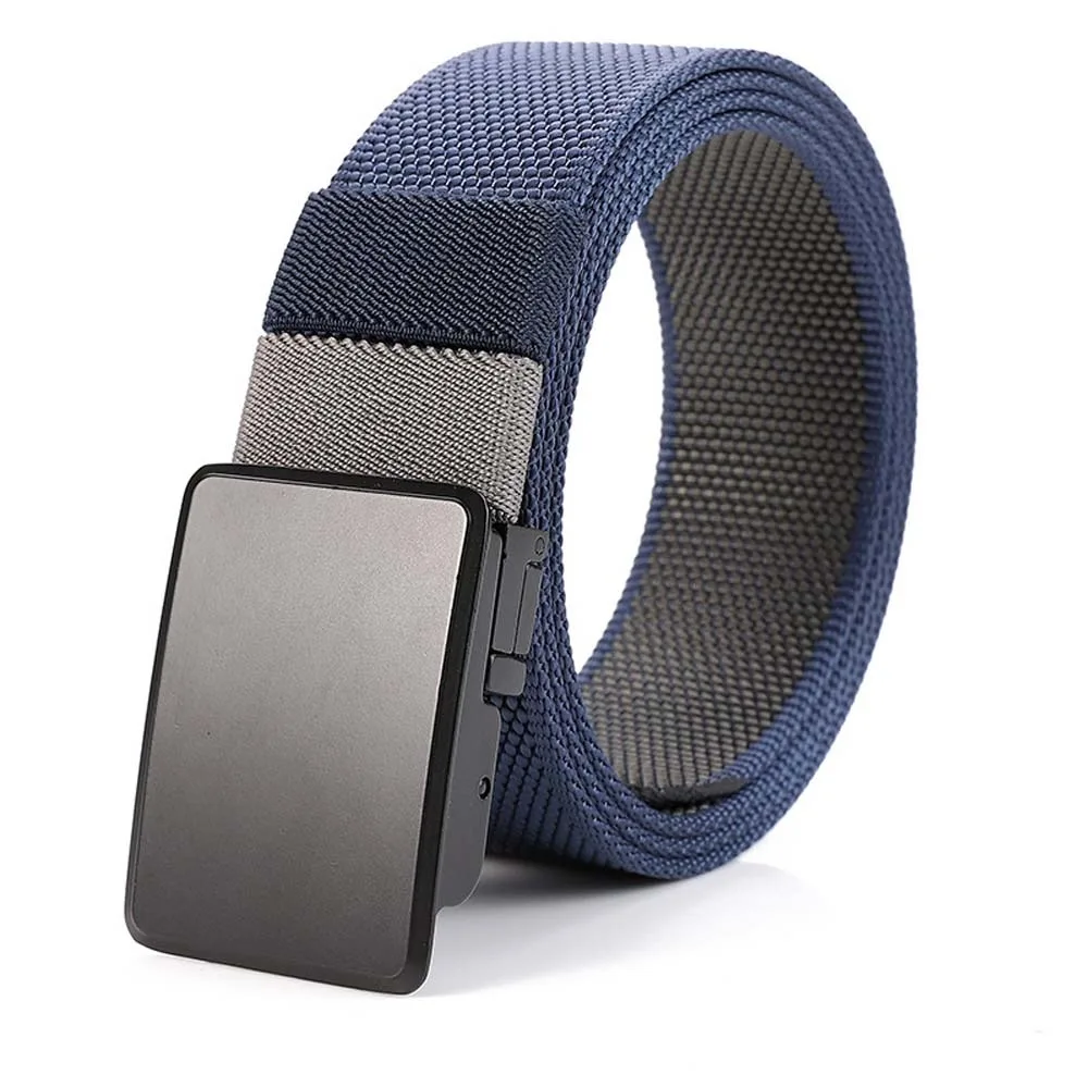 

Alloy Men Weaving Belt Texture 360-degree Swivel Buckle Both Sides Available Belt Sturdy Contrast Color Nylon Waistband Ornament
