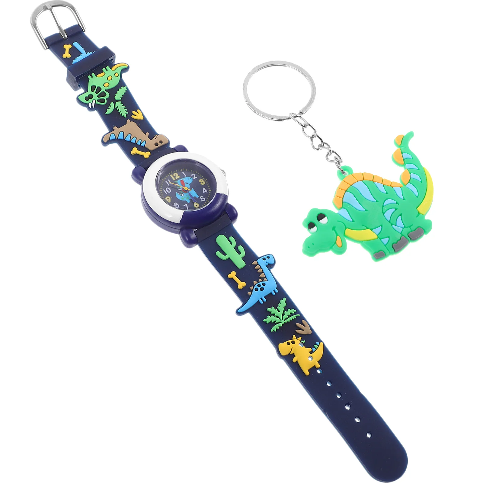 

1 Set Cartoon Watch For Dinosaur Design Keychain Portable Lightweight Plastic Quartz Watch For Classroom Use