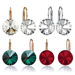 Classic Original Crystals from Austria Drop Earring Gold Color Bella Round Dangle Piercing For Women Christmas Wedding Friends