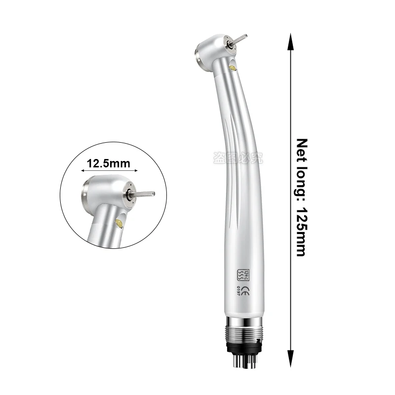 Dental LED High Speed Handpiece Standard Head Push Button Three Water Spray E-generator Air Turbine 2/4 Holes Dentistry Tool