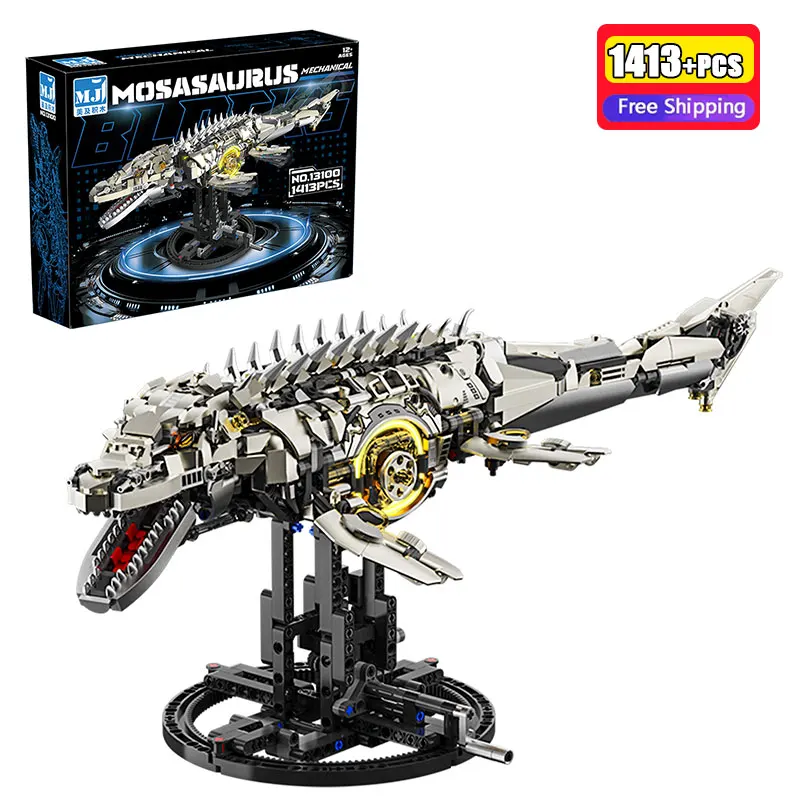 

Mechanical Mosasaurus Building Blocks 1413PCS Deep Sea Creature Art Display Model Bricks Toy For Kids Boys Gift New