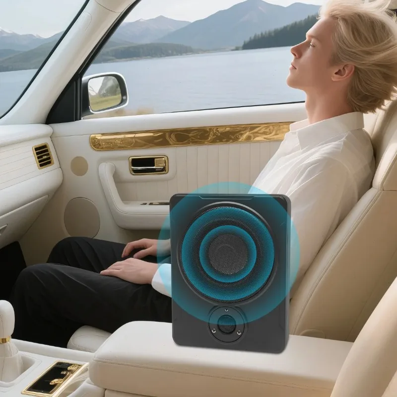Car , Under for SEAT Active Subwoofer, 600W, 8 Inch, Built-in Amp, Slim Design, Deep Bass, HiFi Sound, for Car Audio, Stere