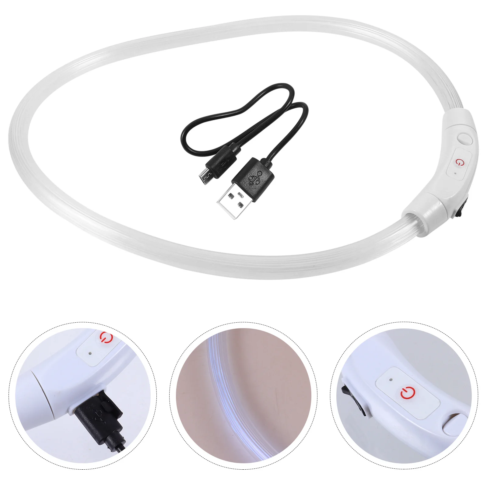

Glittering LED Dog Collar USB Powered Glow Pet Collar for Evening Walks Safety Protection Reusable Energy Saving Modern Style