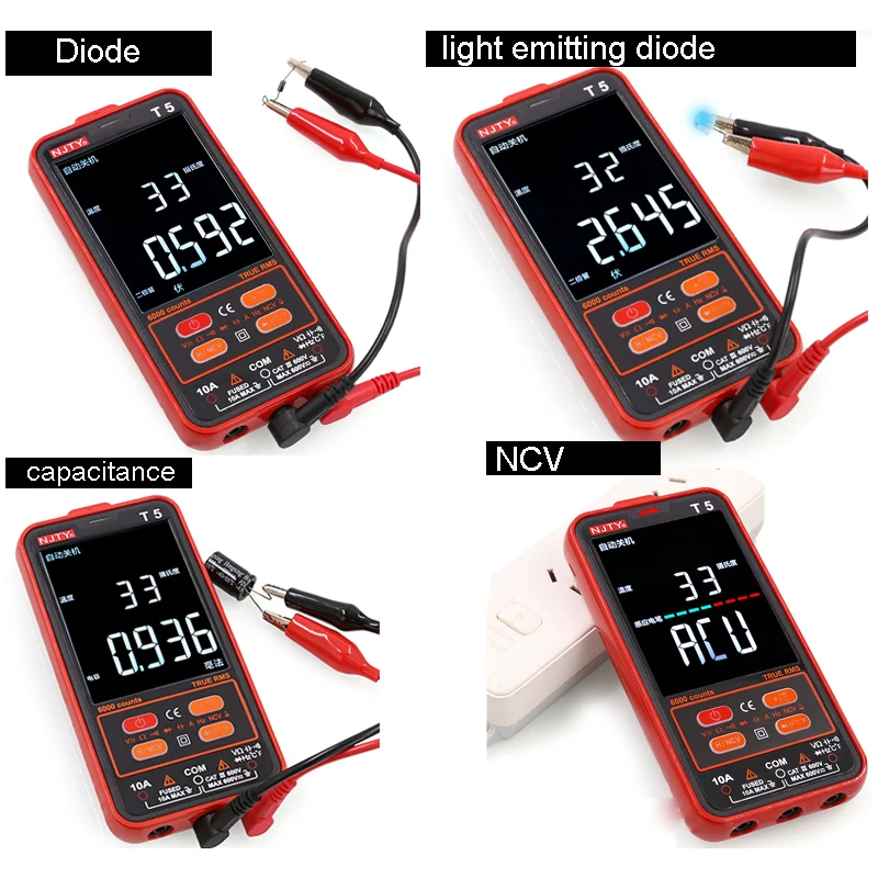 Color Screen Smart Digital Multimeters Professional AC DC Current Voltage Auto Range Temp Capacitance OHM NCV Multimetro Tester