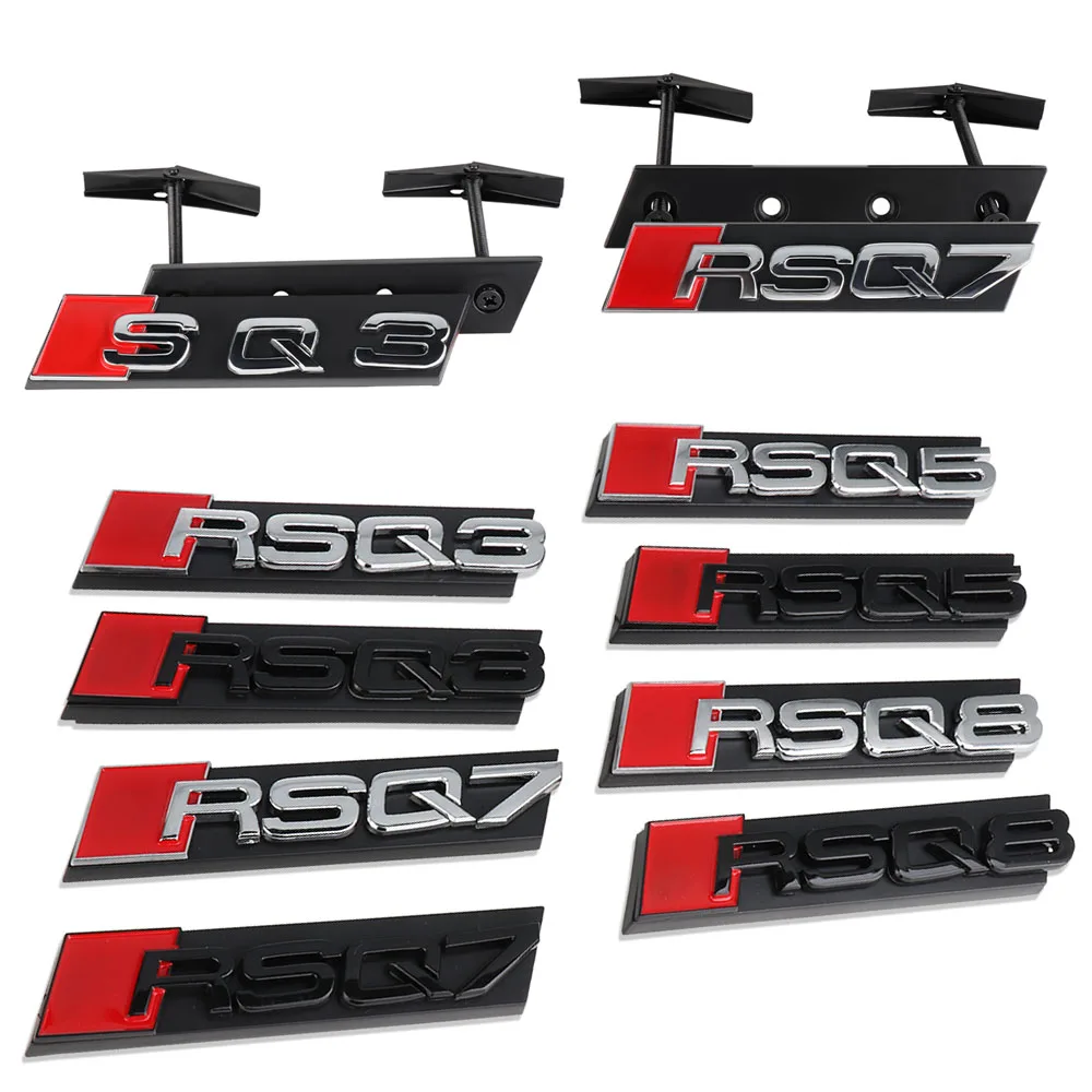 Car Styling Front Grille Emblem Decoration Sticker For Audi SQ3 SQ4 SQ5 SQ6 SQ7 SQ8 RSQ3 RSQ5 RSQ7 Auto Modification Accessories