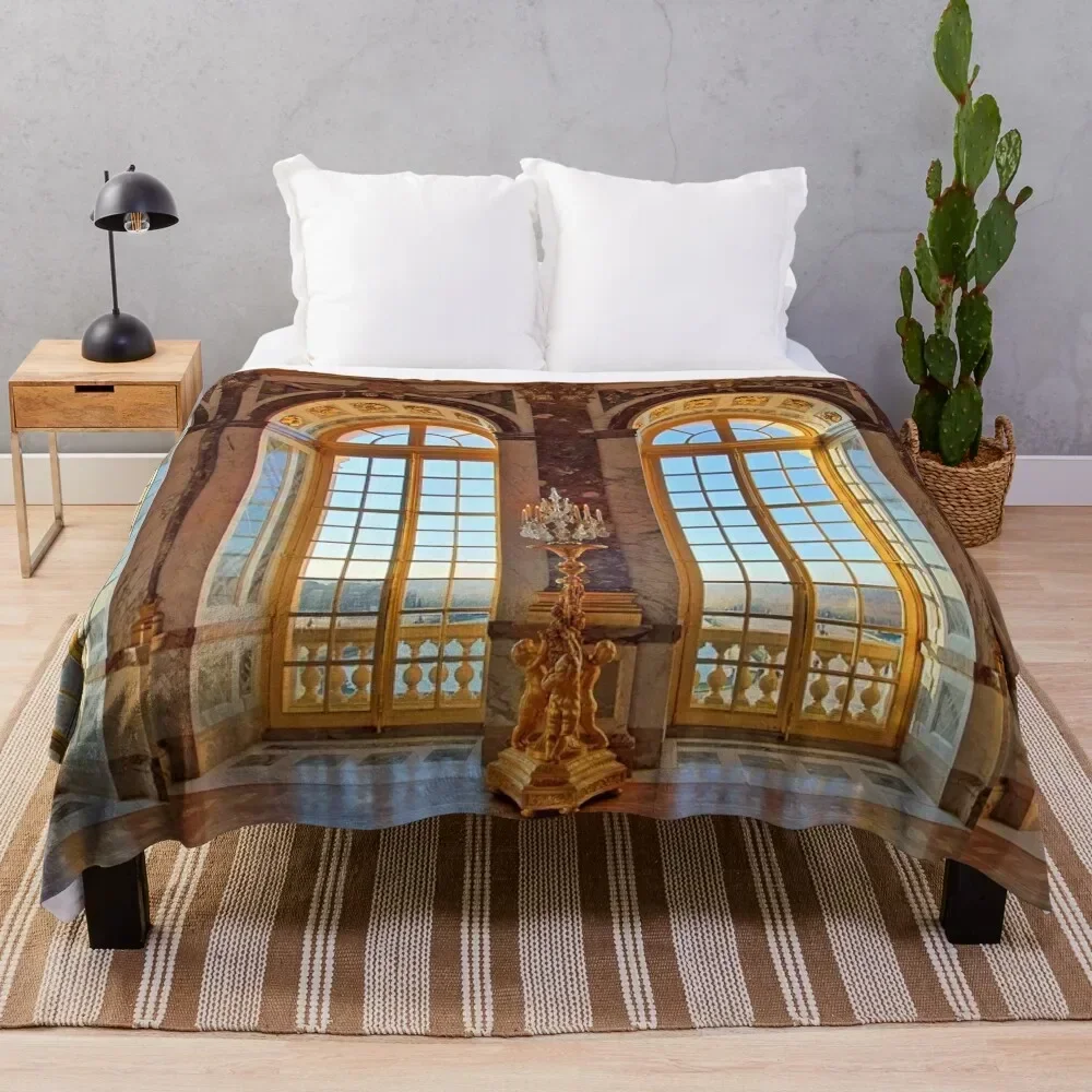 

View from The Hall of Mirrors. Versailles. Paris Throw Blanket Decoratives Travel bed plaid Blankets