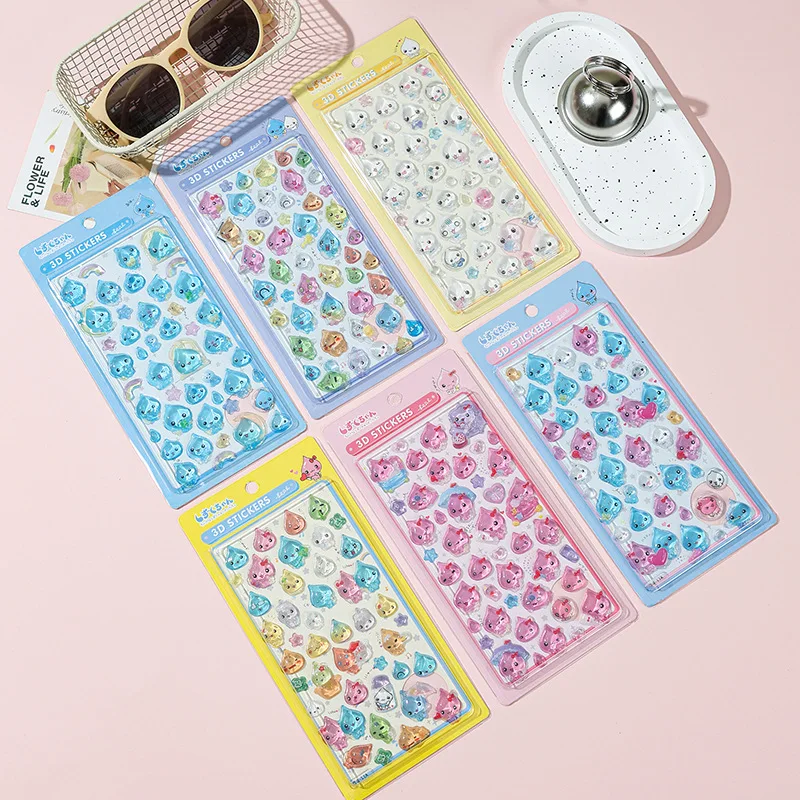 6/30pcs Cute 3D Relief Water Drop Stickers Phone Case Laptop Scrapbooking DIY Craft Decoration Sticker Student Wholesale Gift