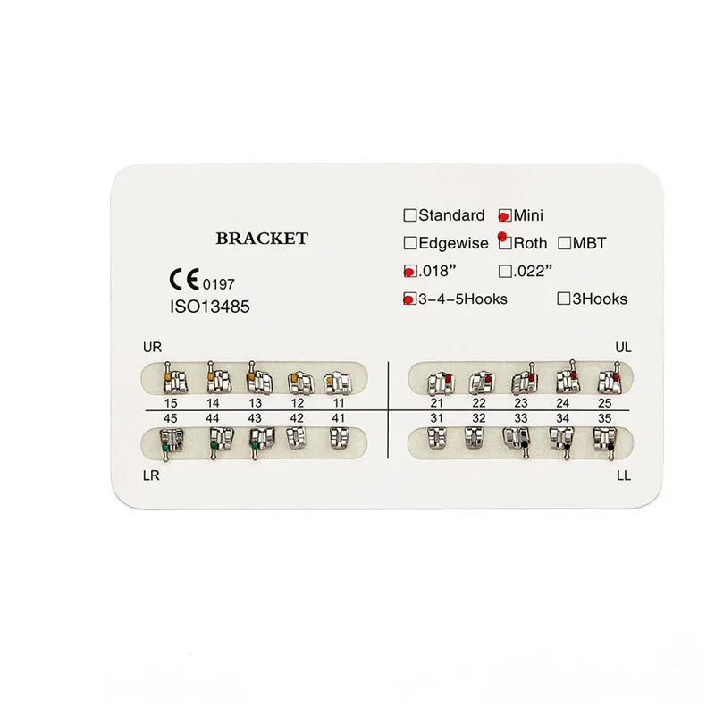 Umsatz 200 stücke/10er Pack kiefer ortho pä dische Zahnspange halterungen Metall-Mini-Klammer hochwertige gefälschte Metalls tütze 022 Haken Roth