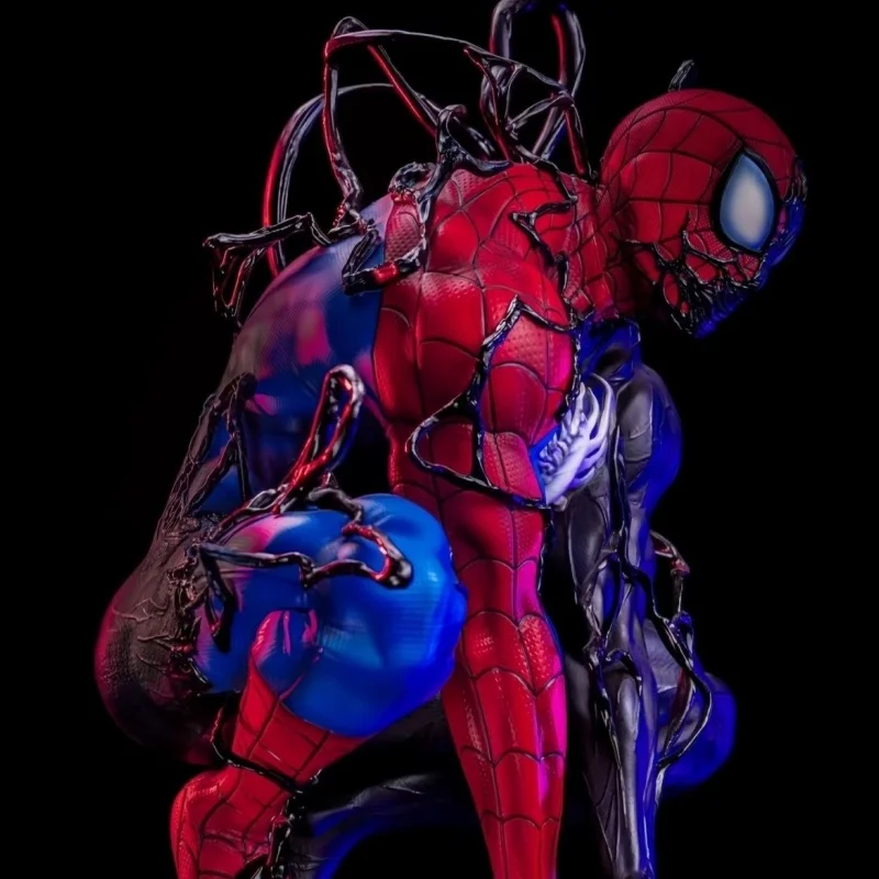 40cm Marvel Anime Figure Peripherals Symbiotic Spider Man Venom Plug In Luminous Desktop Decorat Collect Model Toy Birthday Gift