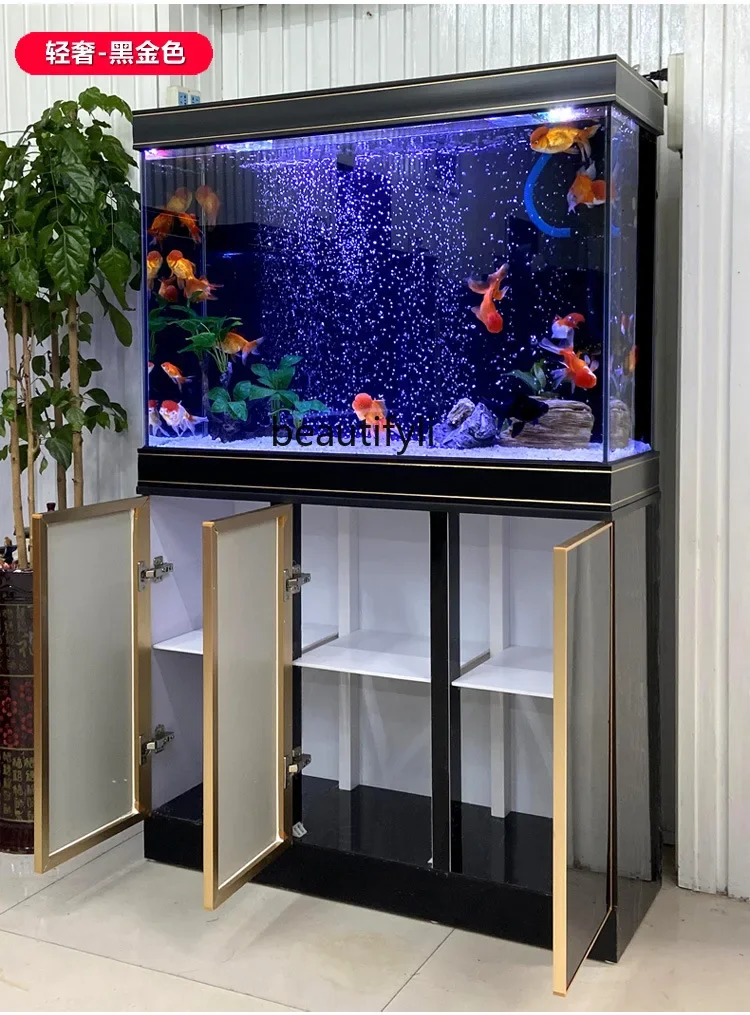Home Living Room Screen Aquarium Landscaping Full Set Ultra-clear Glass Large Medium Bottom Filter Fish Tank  H