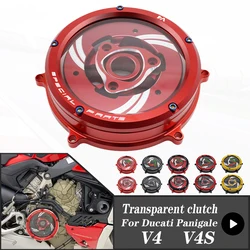 For DUCATI Panigale V4 1100 2018-2023 V4S 18-23  Clutch Transparent Engine Side Protection Cover Refitted Aluminum