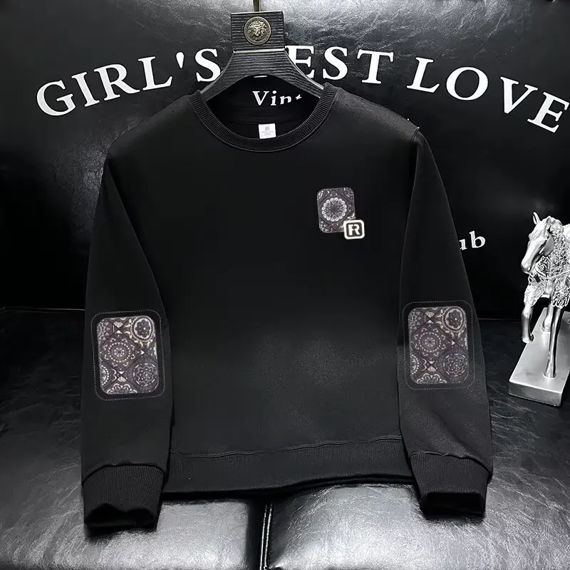 2024 New Men\'s Autumn Sweatshirts Hoodies Korean Harajuku High Street Retro Graphic Top High Quality Long Sleeved T-shirt Men