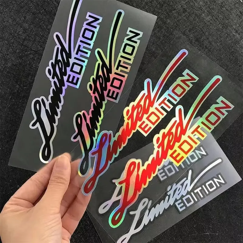 General Bicycle Motorcycle Car Sticker Laser Reflective LIMITED EDITION Text English Scratch-blocking Personalized Decorative