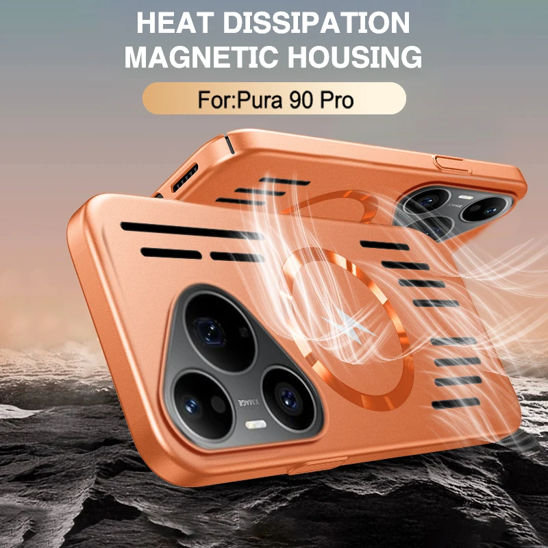 Atmungsaktive Loch-Handyhülle für Huawei Pura 90 80 70 Pro Max Plus Pro+ 5G Magnetische Harte Kühlende Wärmeableitende Rückabdeckung Funda
