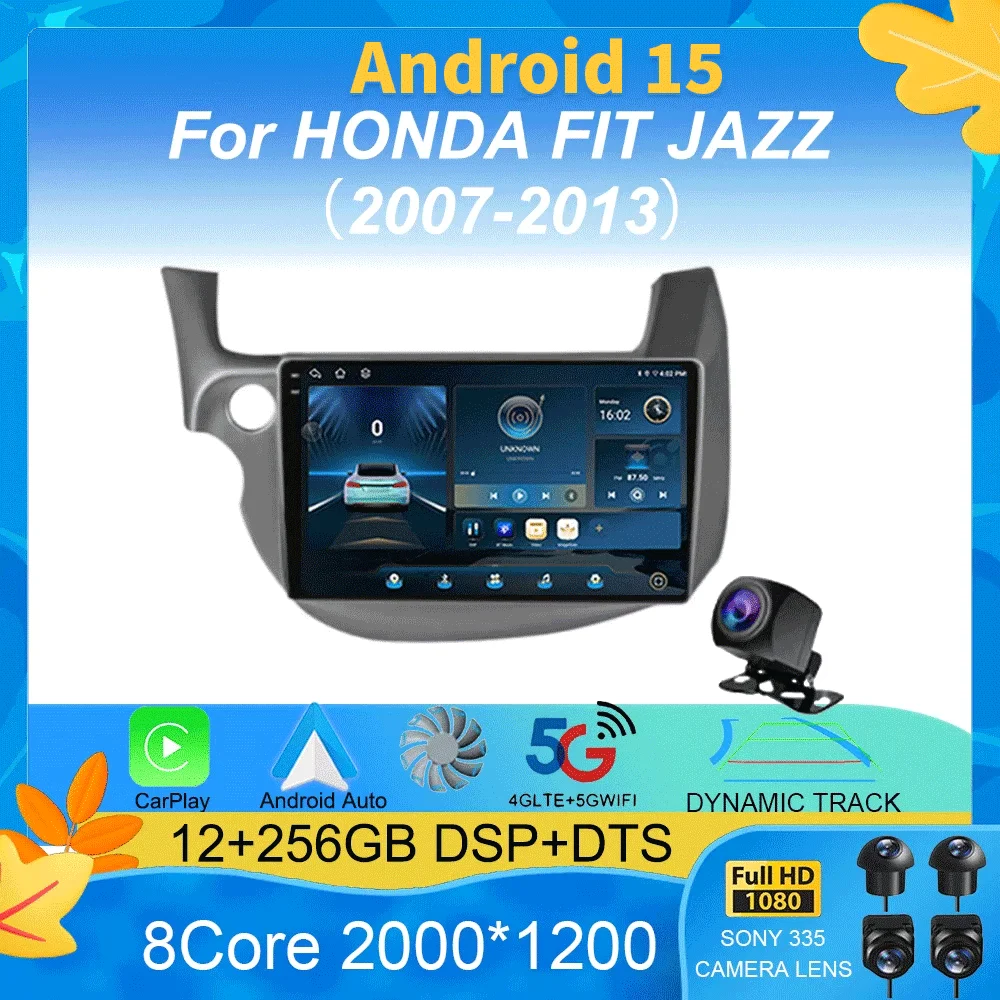 

Android 15 Car Radio Carplay Auto Multimedia Player For HONDA FIT JAZZ 2007-2013 Autoradio GPS Stereo 2din Head Unit