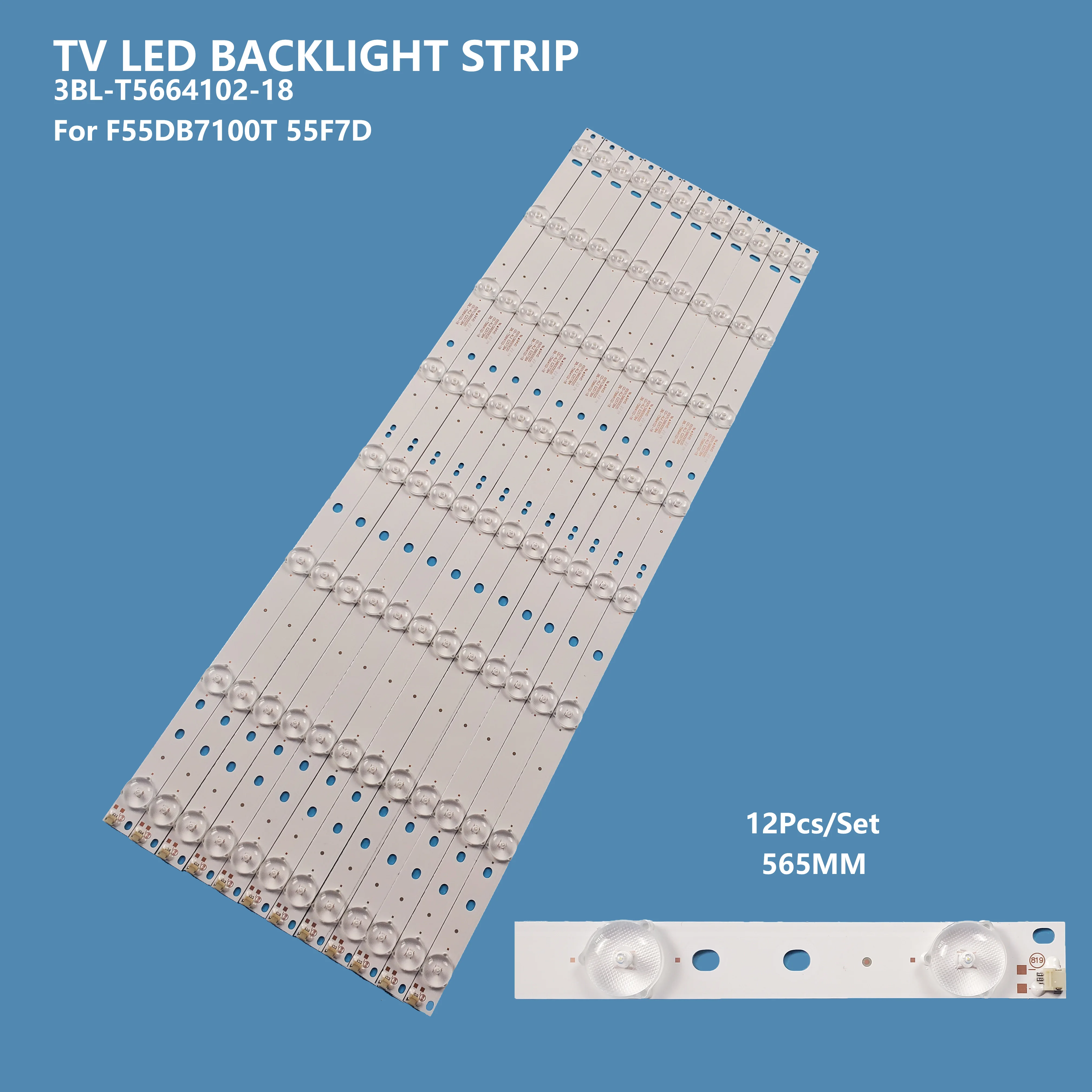 12pcs /set 3BL T5664102 18 HK55D08 ZC14C 04 55D3503V1W8C1B56617M HJ KF LED TV Backlight TV Strip Light For 6501L566000020