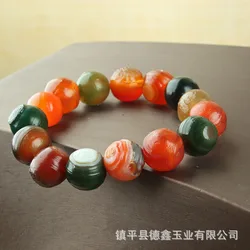 Natural Alashan Agate Bracelet Colorful Silk Eye Beads