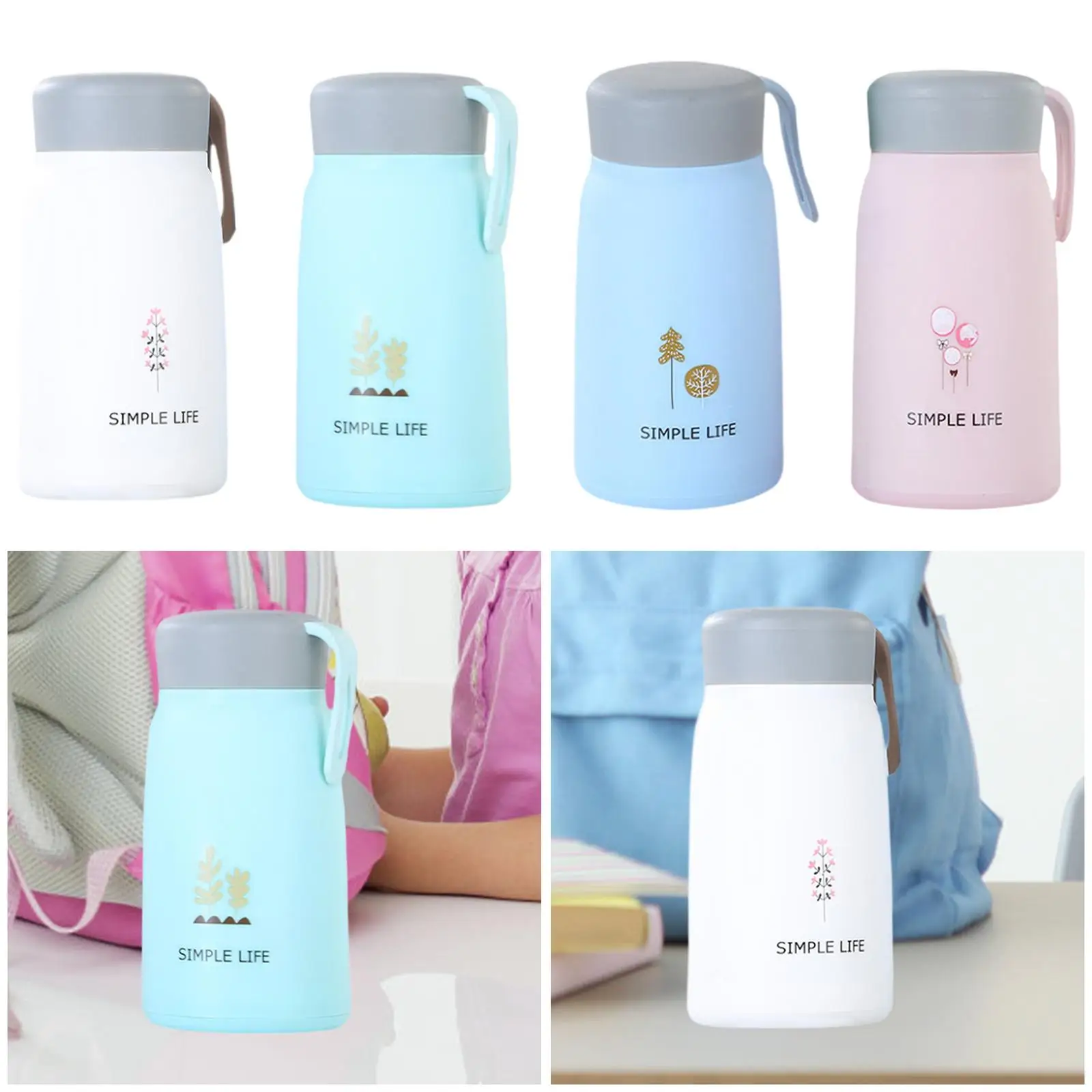 Kids Water Bottle with Lid 360ml Boys Girls Coffee Mug Drinking Bottle Adorable Insulated Tumbler for Outdoor Activities Picnic