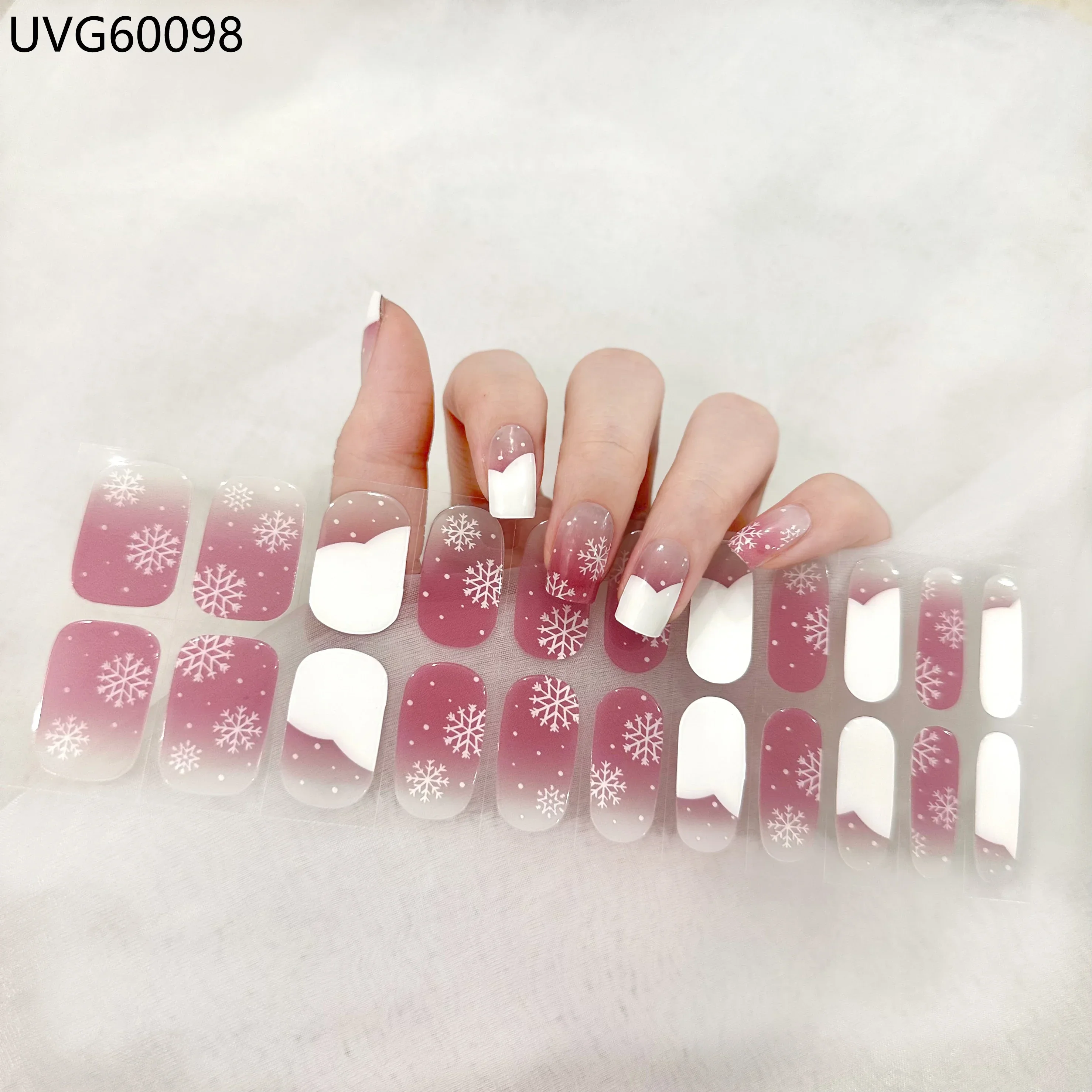 Gel UV Unhas Adesivas, Monocromáticas, Rosa, Vermelho, Semi Curado Nail Art Wraps, Decorações Manicure de Natal, Novo, 22 Tiras