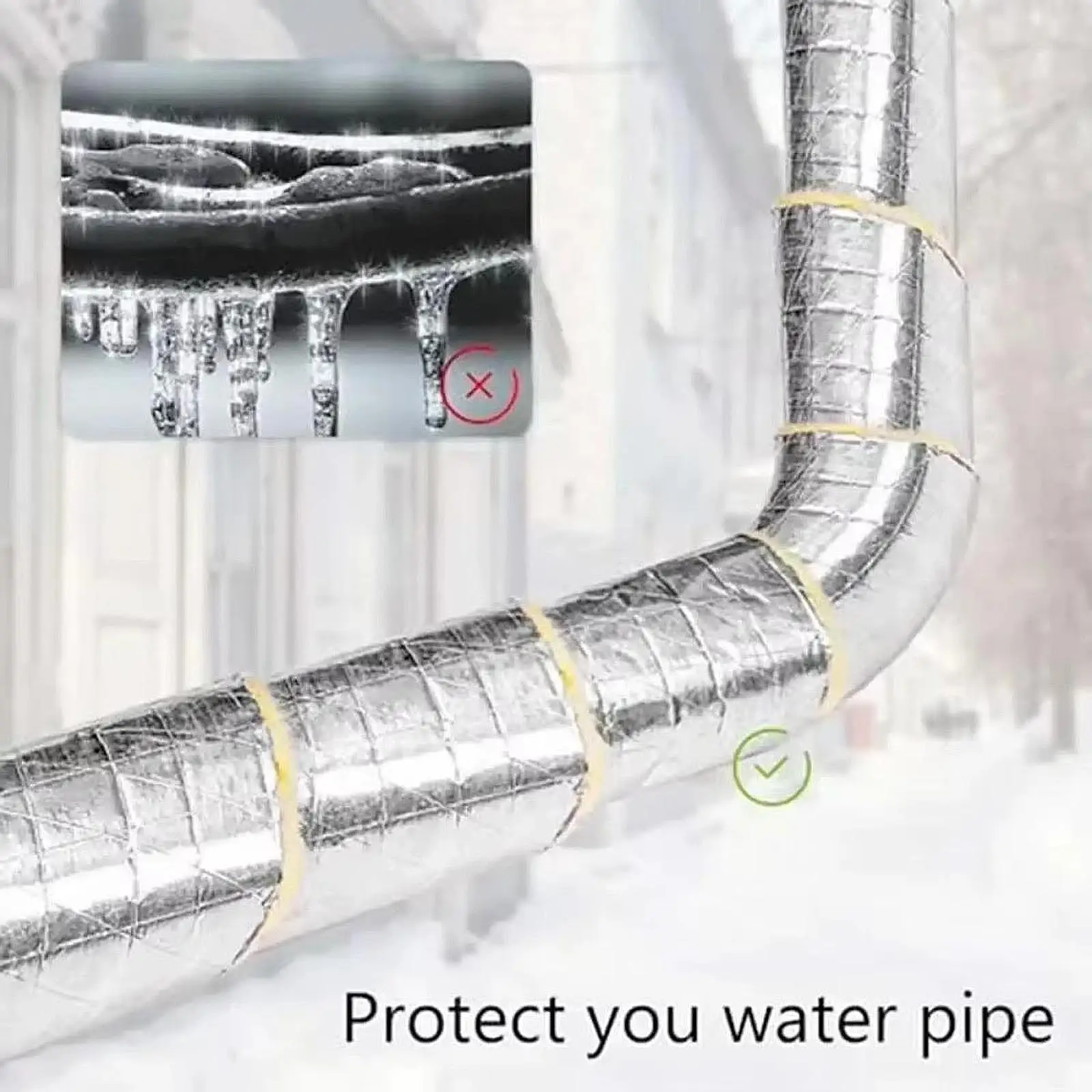 Pipe Insulation Tape 33ft AC Line Protective Glass Wool Wrap for Winter Home Water Pipe Maintenance
