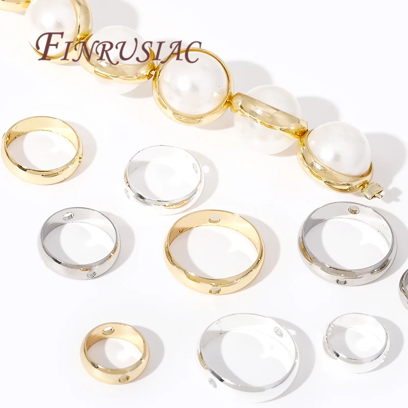 Posrebrzane koraliki okrągła ramka 8mm 10mm 12mm 14K pozłacany mosiądz połącz koraliki ramka pierścień, materiały do robienia bransoletek DIY — zdjęcie 7