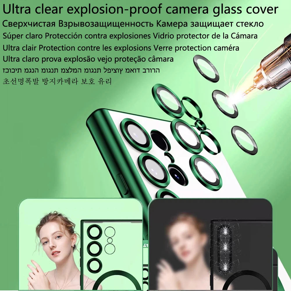 Electroplated Magnetic Clear Case For Samsung Galaxy S24 S23 S21 Fe S25 Ultra S22 Plus For Magsafe Soft Cover Lens Protective