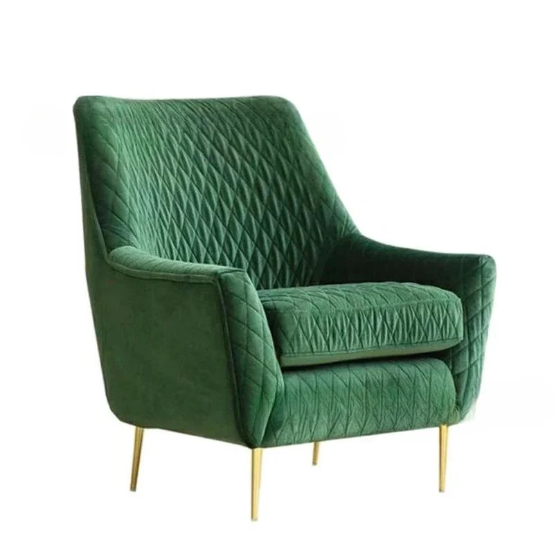Simple modern fabric single sofa furniture living room metal stainless steel hotel leisure negotiation sofa